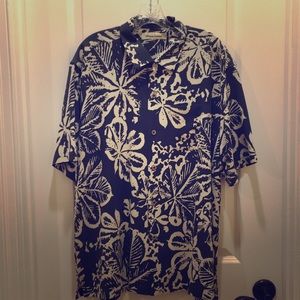 **Tommy Bahama Floral Print Hawaiian Silk Shirt